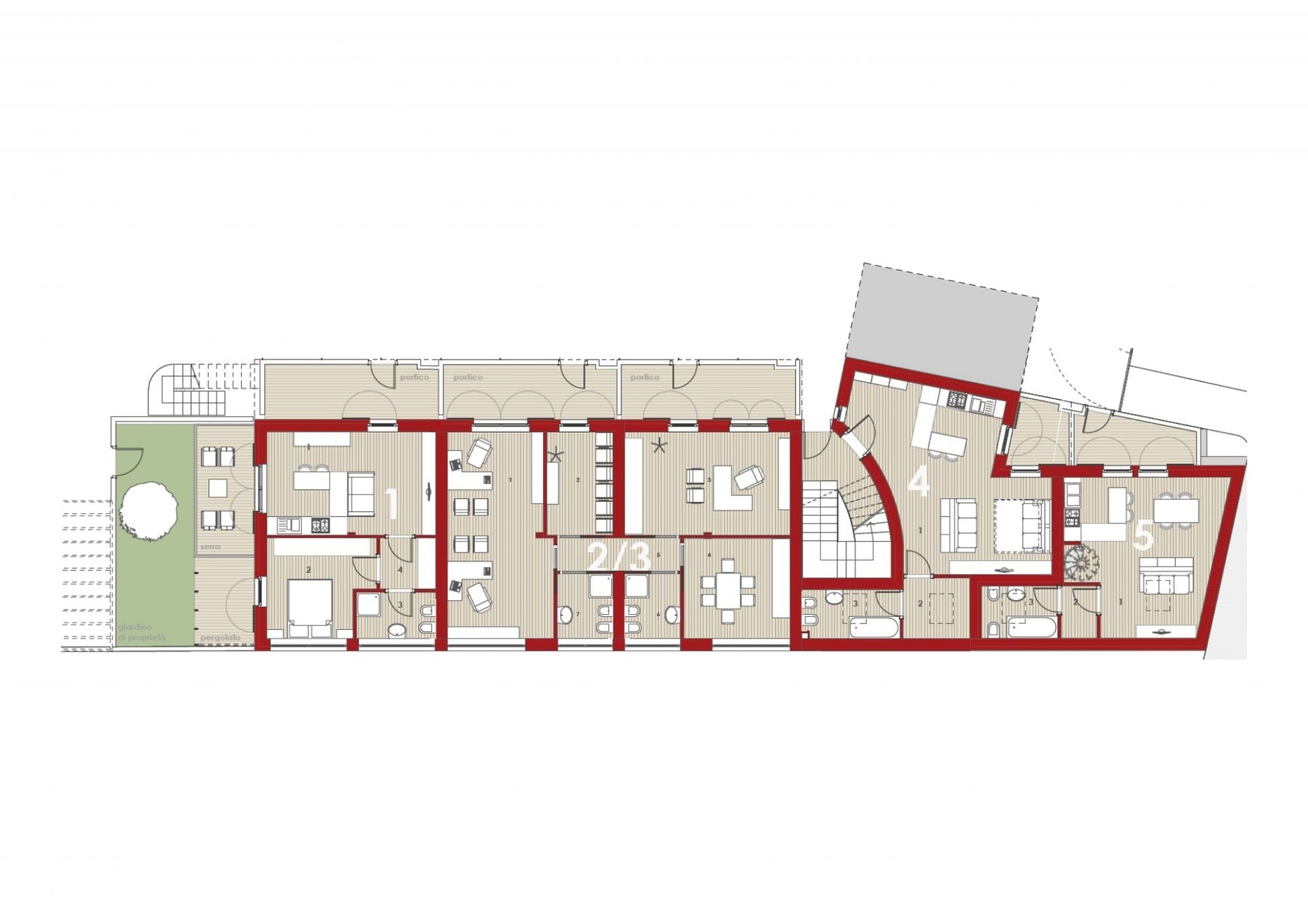 Progetto di edificio plurifamiliare in bioedilizia realizzato da Fulvio Miatello, a Vedano Olona