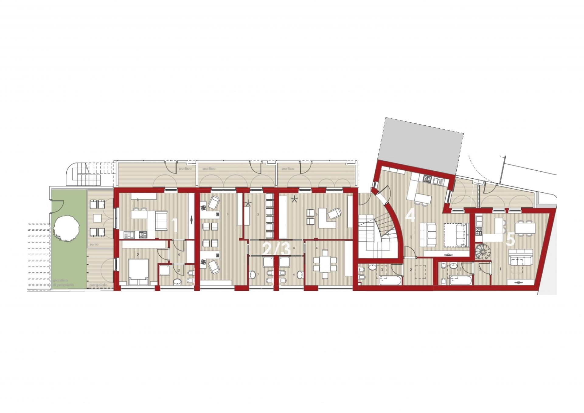 Progetto di edificio plurifamiliare in bioedilizia realizzato da Fulvio Miatello,  a Vedano Olona