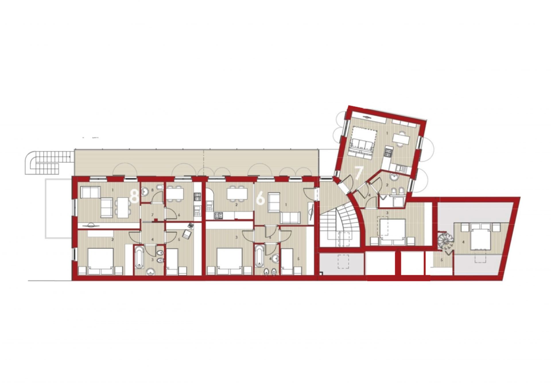 Progetto di edificio plurifamiliare in bioedilizia realizzato da Fulvio Miatello, a Vedano Olona