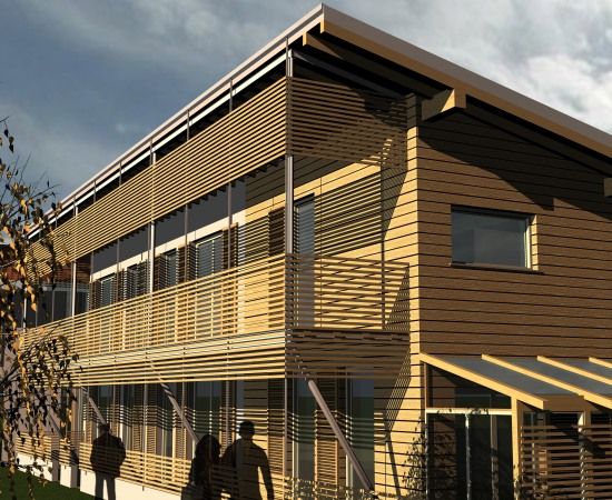 Progetto di edificio plurifamiliare in bioedilizia realizzato da Fulvio Miatello, a Vedano Olona