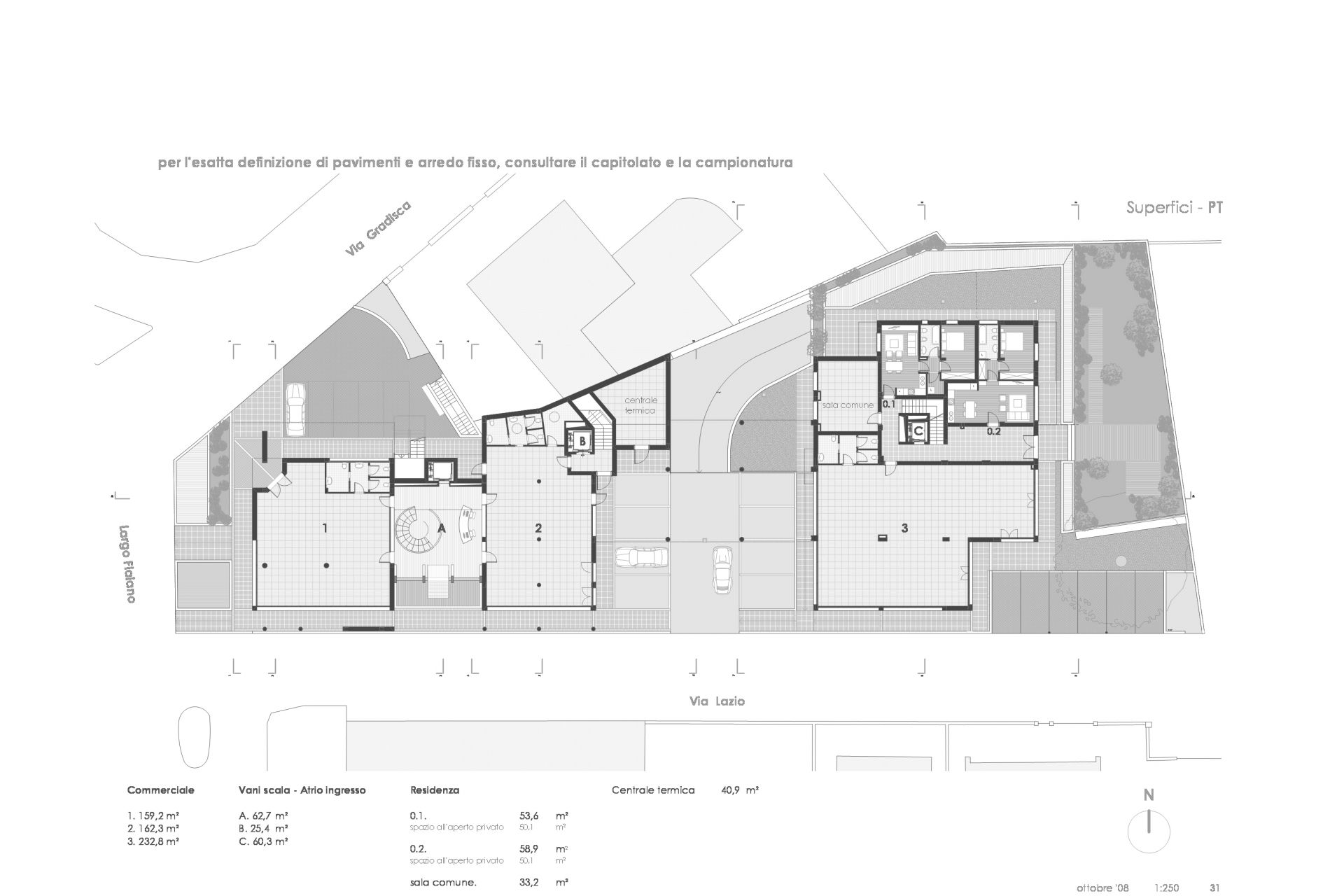 Progetto di edificio terziario e residenziale plurifamiliare in bioedilizia realizzato da Fulvio Miatello, a Vedano Olona