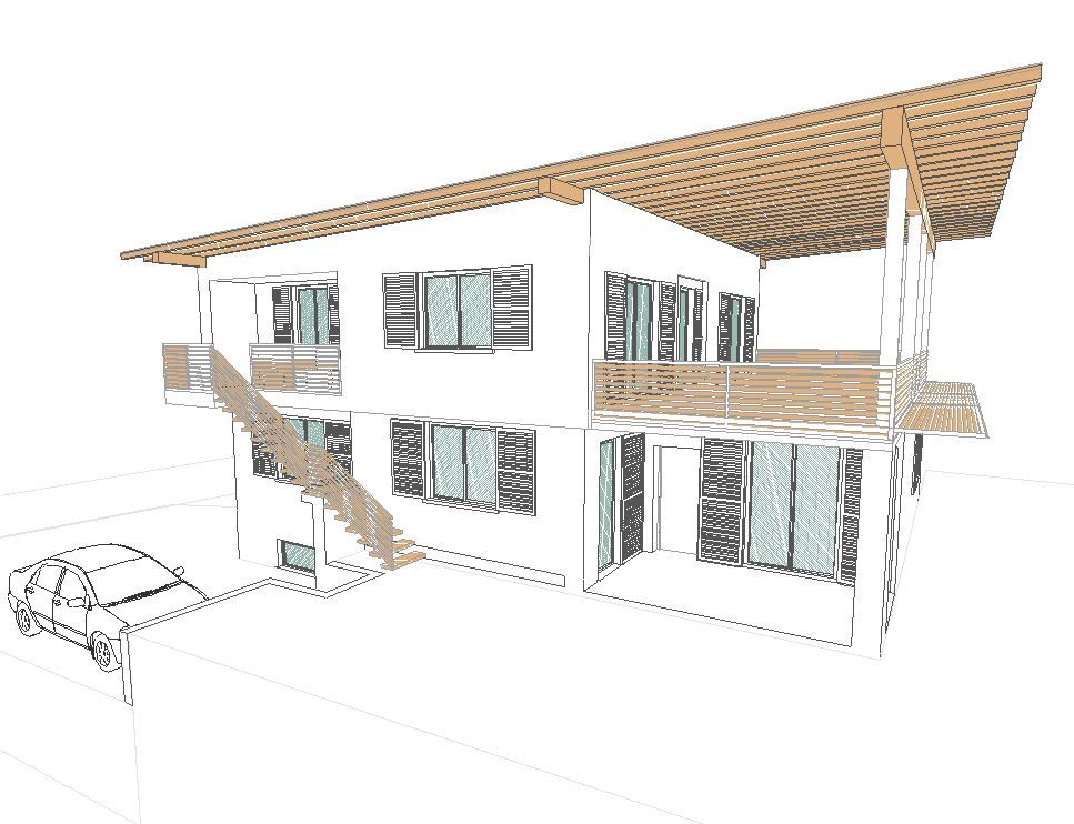 Progetto di sopralzo in legno, per realizzazione di unità abitativa indipendente realizzato da Fulvio Miatello, a Vedano Olona